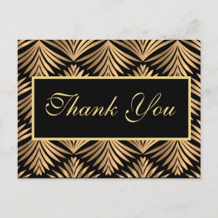 Black Guld Tack Gatsby Black Art Deco Bröllop Vykort