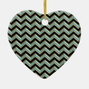 Black Guld Teal ZigZag Julgransprydnad Keramik