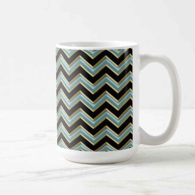 Black Guld Teal ZigZag Kaffemugg (Höger)