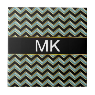 Black Guld Teal ZigZag Kakelplatta