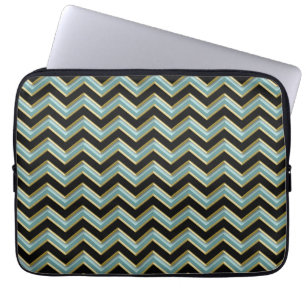 Black Guld Teal ZigZag Laptop Fodral
