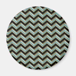 Black Guld Teal ZigZag Magnet