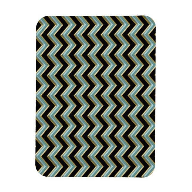 Black Guld Teal ZigZag Magnet (Vertikal)