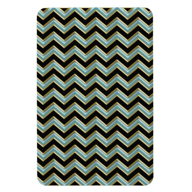 Black Guld Teal ZigZag Magnet (Vertikal)