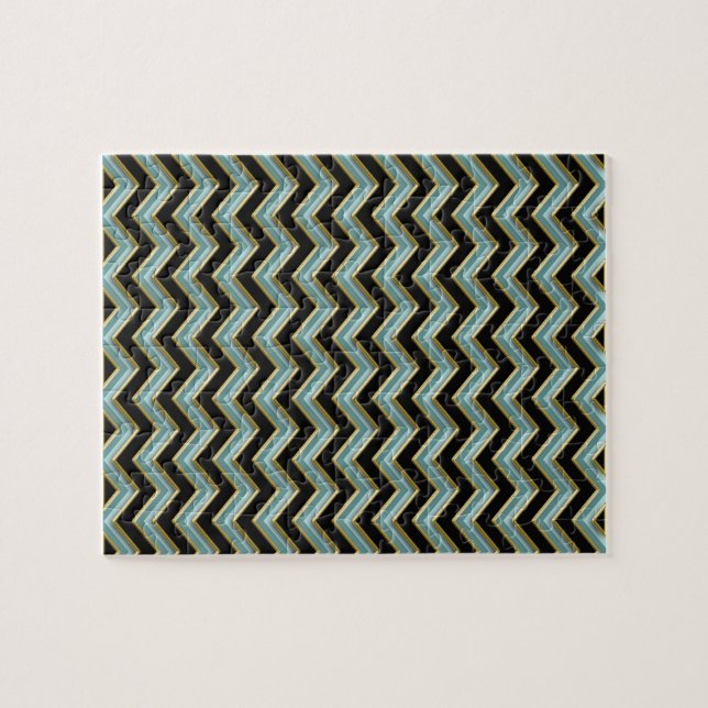 Black Guld Teal ZigZag Pussel (Horisontell)