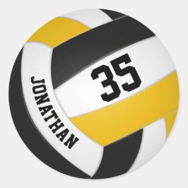 Black guld team färg-pojkar flickor volleyball runt klistermärke