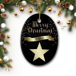 Black Guld Texas Star Julgransprydnad Keramik