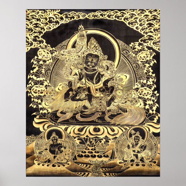 Black & Guld Tibetansk buddistisk konst Poster (Framsidan)