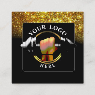 Black Guld Trainer Social Media Affärskort Fyrkantigt Visitkort