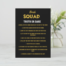 Black Guld Truth eller Dare Bachelorette Party-spe Inbjudningar