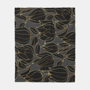 Black Guld Tulips: Blommönstret Luxury Fleecefilt