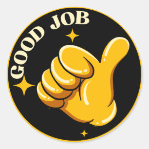 Black Guld Tumbs up Bra Job Sticker Runt Klistermärke