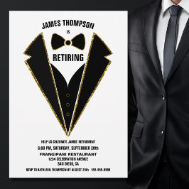 Black Guld Tuxedo Pension Party Inbjudningar