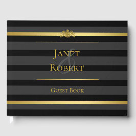 Black Guld Tuxedo Rand Formal Bröllop Anpassningsb Gästböcker