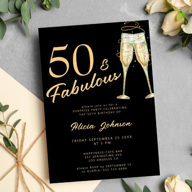 Black guld typografi 50 fantastiska 50-årsdagen inbjudningar (Skapare uppladdad)