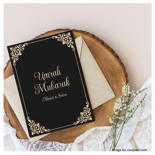 Black Guld Umrah Mubarak Islamic Greeting Card Kort (Skapare uppladdad)
