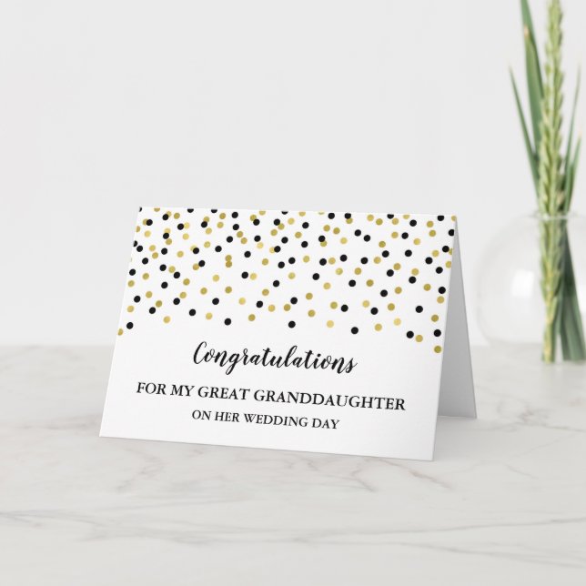 Black Guld Underbar Granddotters Bröllopsdag Kort (Framsida)