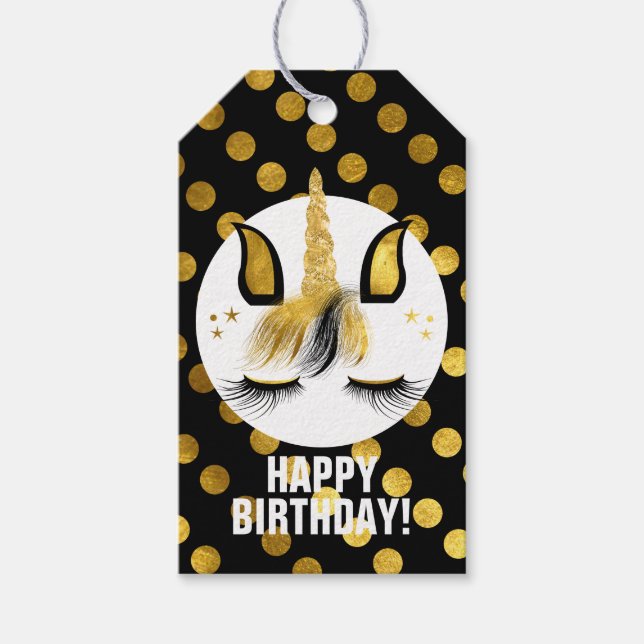 Black & Guld Unicorn Presentetikett (Framsidan)