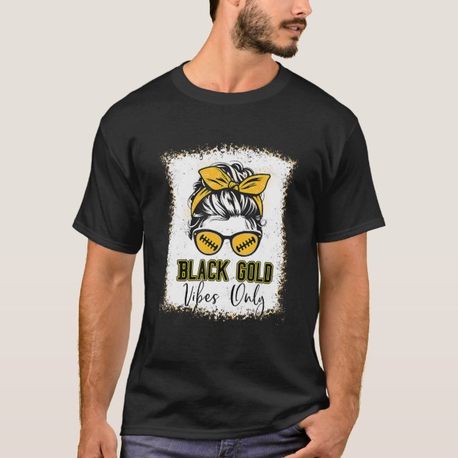 Black Guld Vibes Endast Football Women Leopard Foo T Shirt (Framsida)