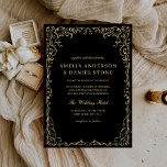 Black Guld Victorian Minimalist Elegant bröllop Inbjudningar<br><div class="desc">Skapa tidlös sofistikering med en Viktoriansk minimal inbjudan till Elegant bröllop. Med delikata, vintage-inspirerade detaljer parade med ren, modern typografi, är den här designen ren skönhet. Ornate blomning och subtil prägling tillför en aning charm från den gamla världen, medan en balanserad layout behållor utseendet färskt och underskattat. Perfekt för par...</div>
