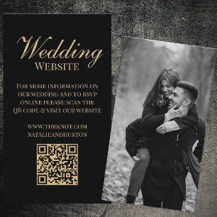 Black Guld Victorian OSA QR Code Bröllop webbplats Tilläggskort