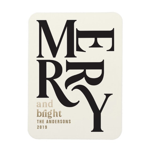 Black & guld vintage Merry chritsmas-meddelande Magnet (Vertikal)