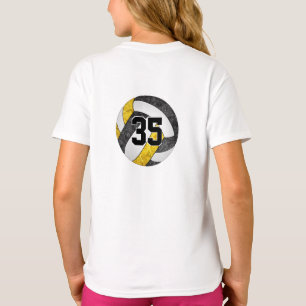 Black guld volleyball-laget hennes namn jersey-num t shirt