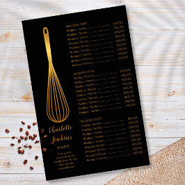 Black Guld Whisk Bakery Patisserie Service Menu Flygblad