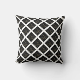 BLACK GULD WHITE HAMPTONS GRID MARBLE CUSHION KUDDE