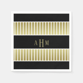 Black Guld White Monogram Rand Pappersservett