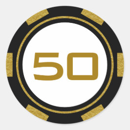 Black Guld White Poker Chip Casino Birthday Number Runt Klistermärke