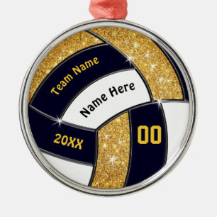 Black Guld White, Volleyball Ornaments Personalize Julgransprydnad Metall