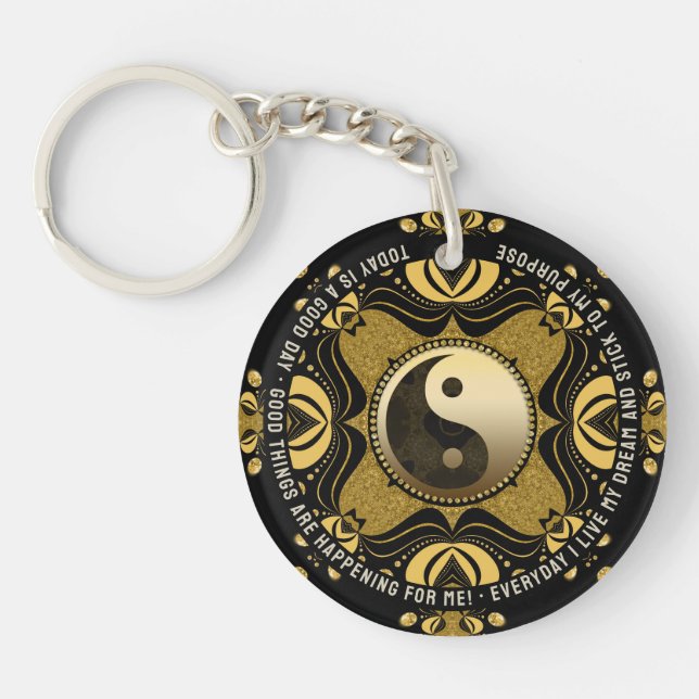 Black Guld Yin Yang Balance Affirmation Ord (Framsidan)
