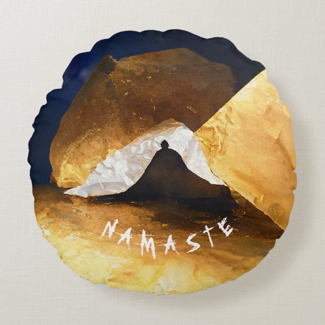 Black Guld Yoga Meditation Instructor Reiki Master Rund Kudde (Framsidan)