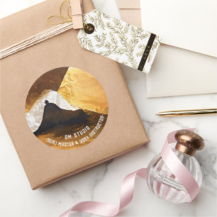 Black Guld Yoga Meditation Instructor Reiki Master Runt Klistermärke