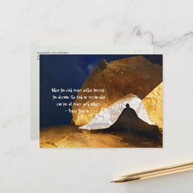 Black Guld Yoga Meditation Instructor Reiki Master Vykort (Fram/Back In Situ)