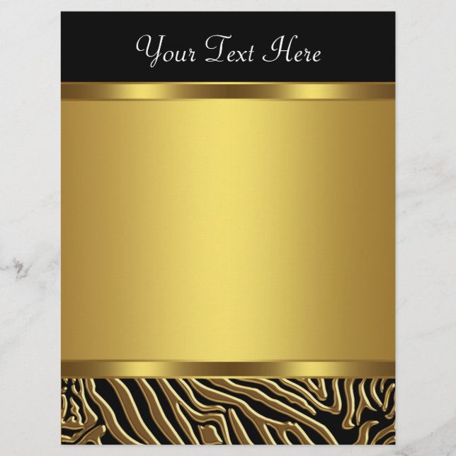 Black Guld Zebra Elegant Black Zebra Letterhead (Framsida)