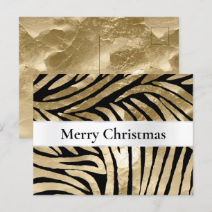 Black Guld Zebra jul Vykort