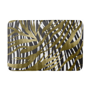 Black & Guld Zebra tryck Safari Chic Glamor Badrumsmatta