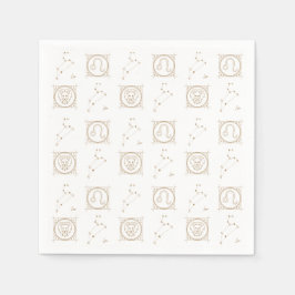 Black & Guld Zodiac Leo Astrology Stjärntecken Squ Pappersservett