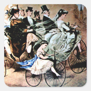 BLACK GULT BLUE BICYCLE-BRÖLLOPSFEST FYRKANTIGT KLISTERMÄRKE