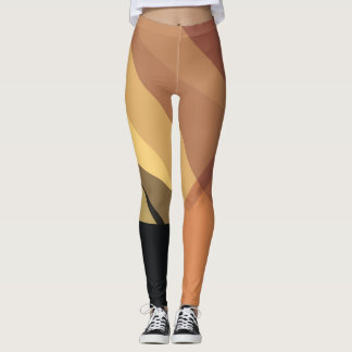 Black Gult Brown Modern Geometric Mönster Leggings