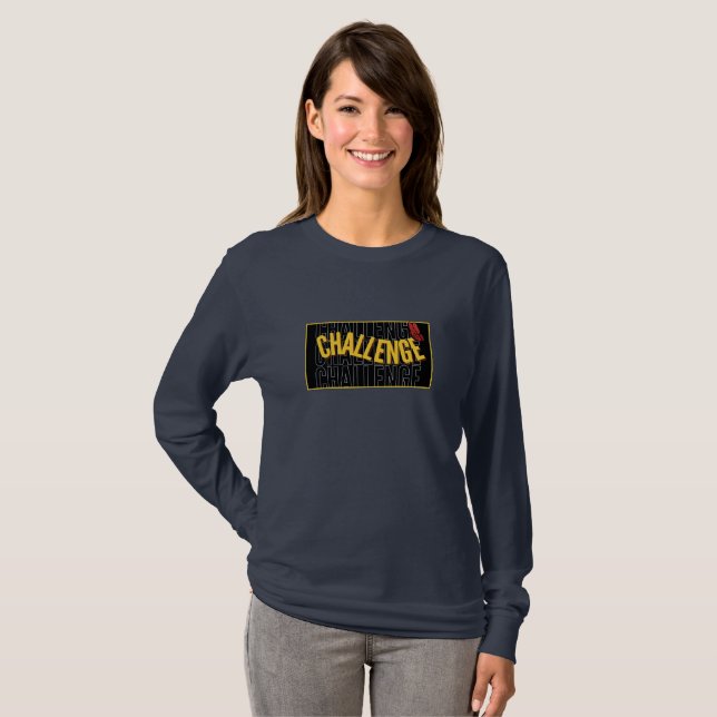 Black Gult Challenge Woman Långärmad T-Shirt (Hel framsida)