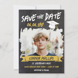 Black Gult Coola Chalk Photo Studenten Spara Datumet