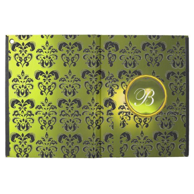 BLACK GULT DAMASK GEM MONOGRAM iPad PRO 12.9" SKAL (Utsida)