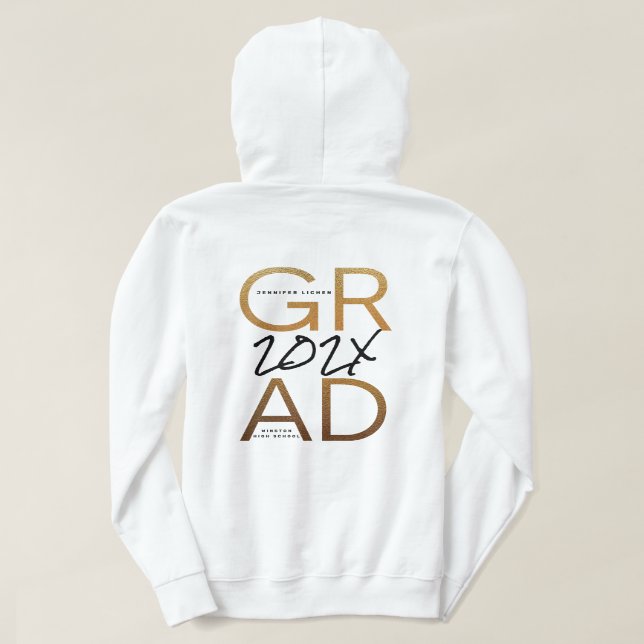Black Gult Gold Foil Grad Year Anpassningsbar Chic T Shirt (Design baksida)