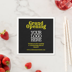 Black Gult Grand Open LOGOTYP Pappersservett