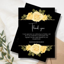 Black Gult & Guld Blommigt Birthday