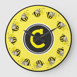 Black Gult Humla Bumblebee Initial Stor Klocka