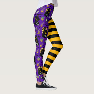 Black Gult Lila Witch House Halloween Outfit Leggings